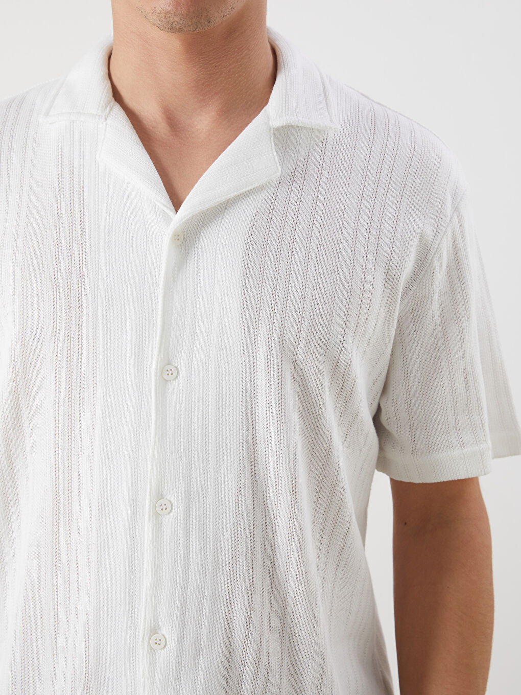Ekru Regular Fit Kısa Kollu Erkek Gömlek-2