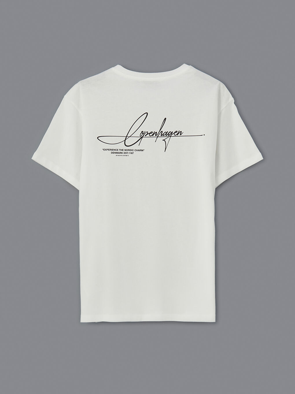 Ekru Bisiklet Yaka Baskılı Kadın Tişört-5