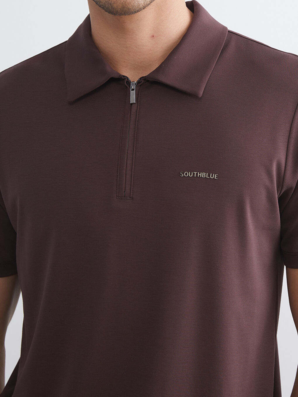 Mürdüm Polo Yaka Baskılı Erkek Tişört-2