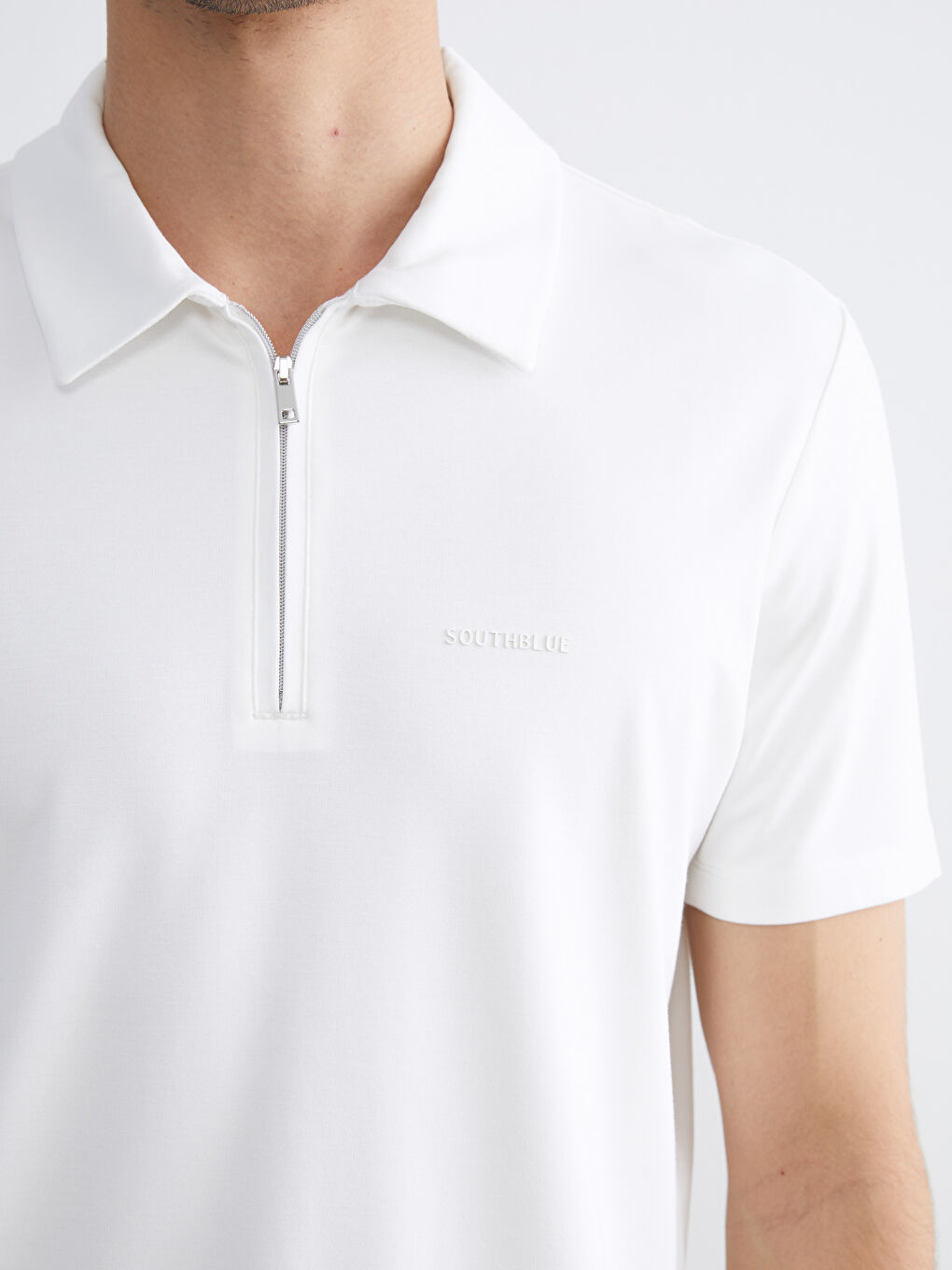 Ekru Polo Yaka Baskılı Erkek Tişört-2