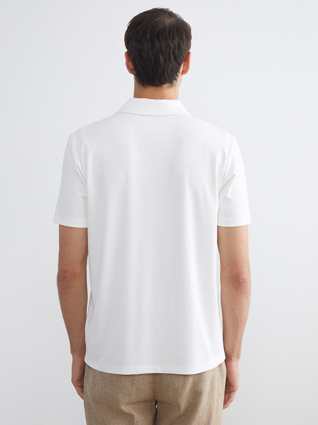 Ekru Polo Yaka Baskılı Erkek Tişört-3