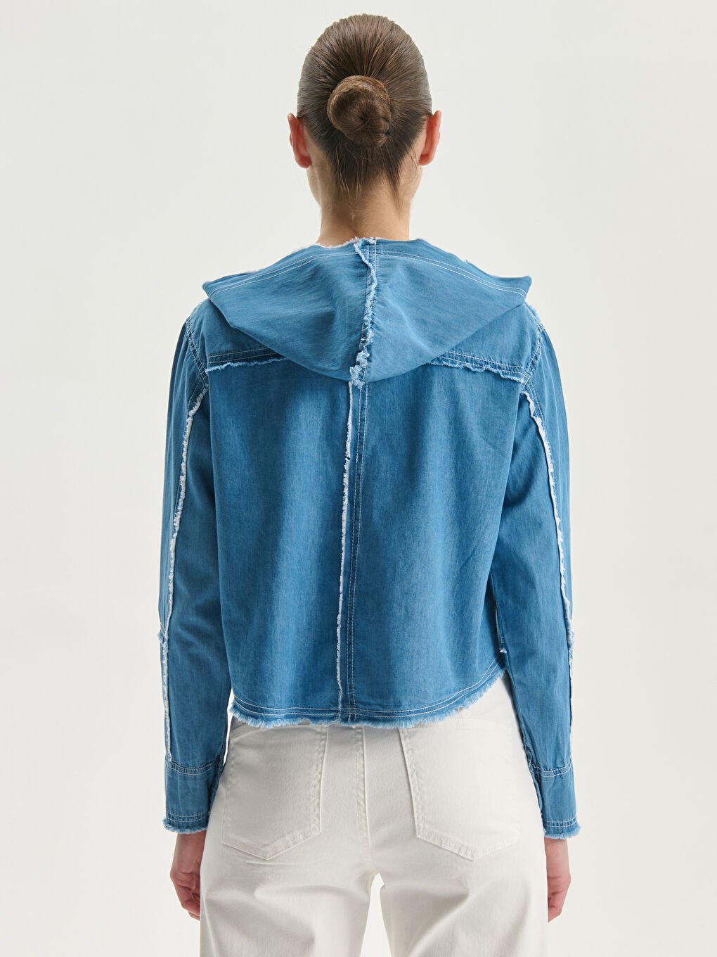 Hooded Oversize Women's Denim Jacket -S5NU05Z8-V6Q