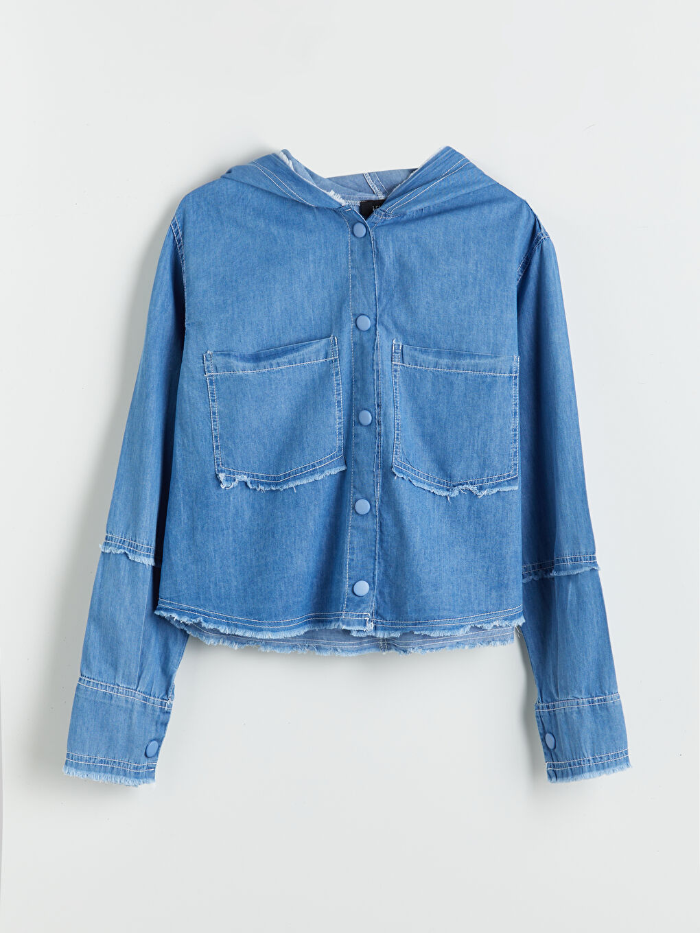 Hooded Oversize Women's Denim Jacket -S5NU05Z8-V6Q