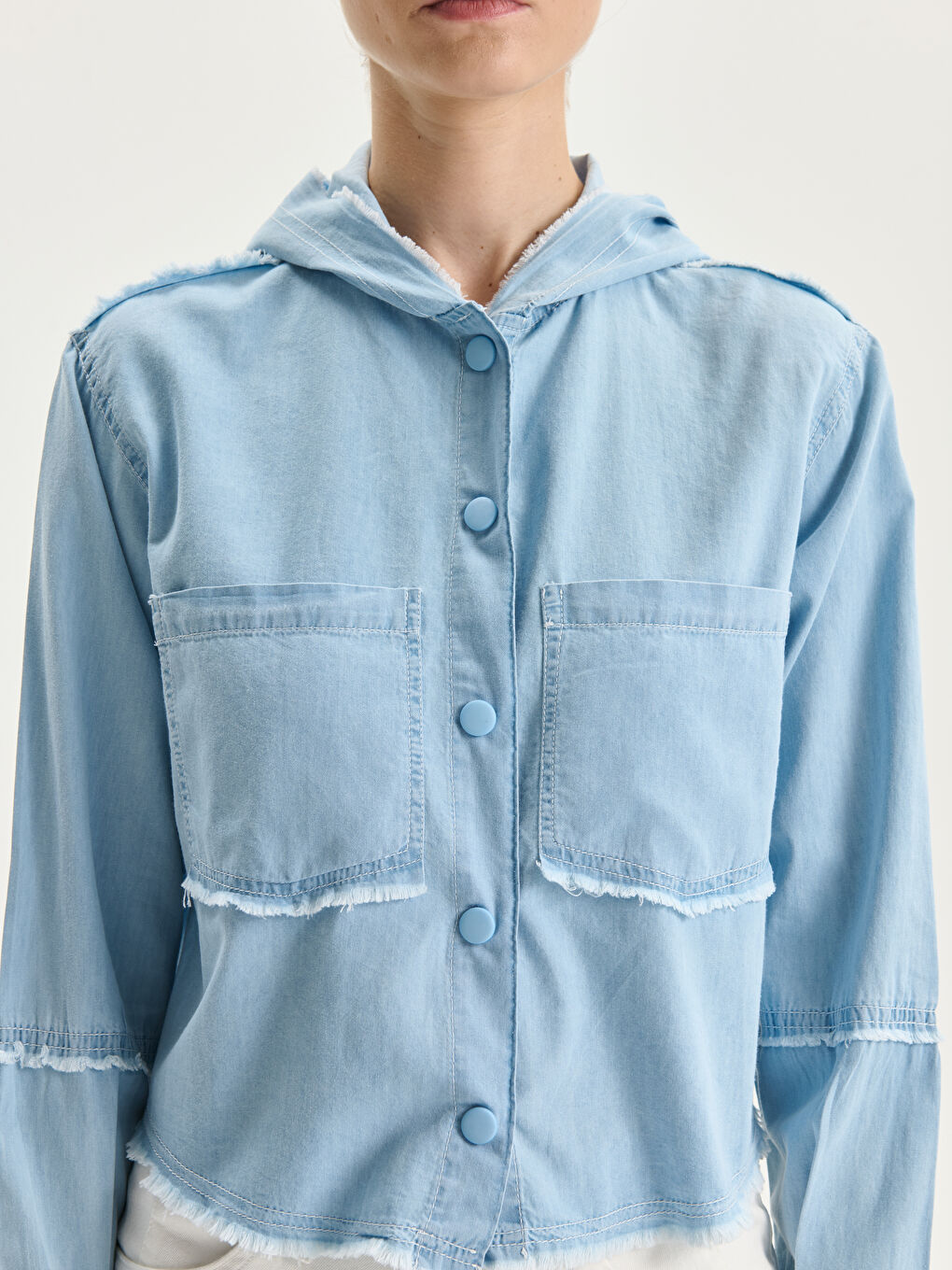 Hooded Women's Denim Jacket -S5NU16Z8-K9M