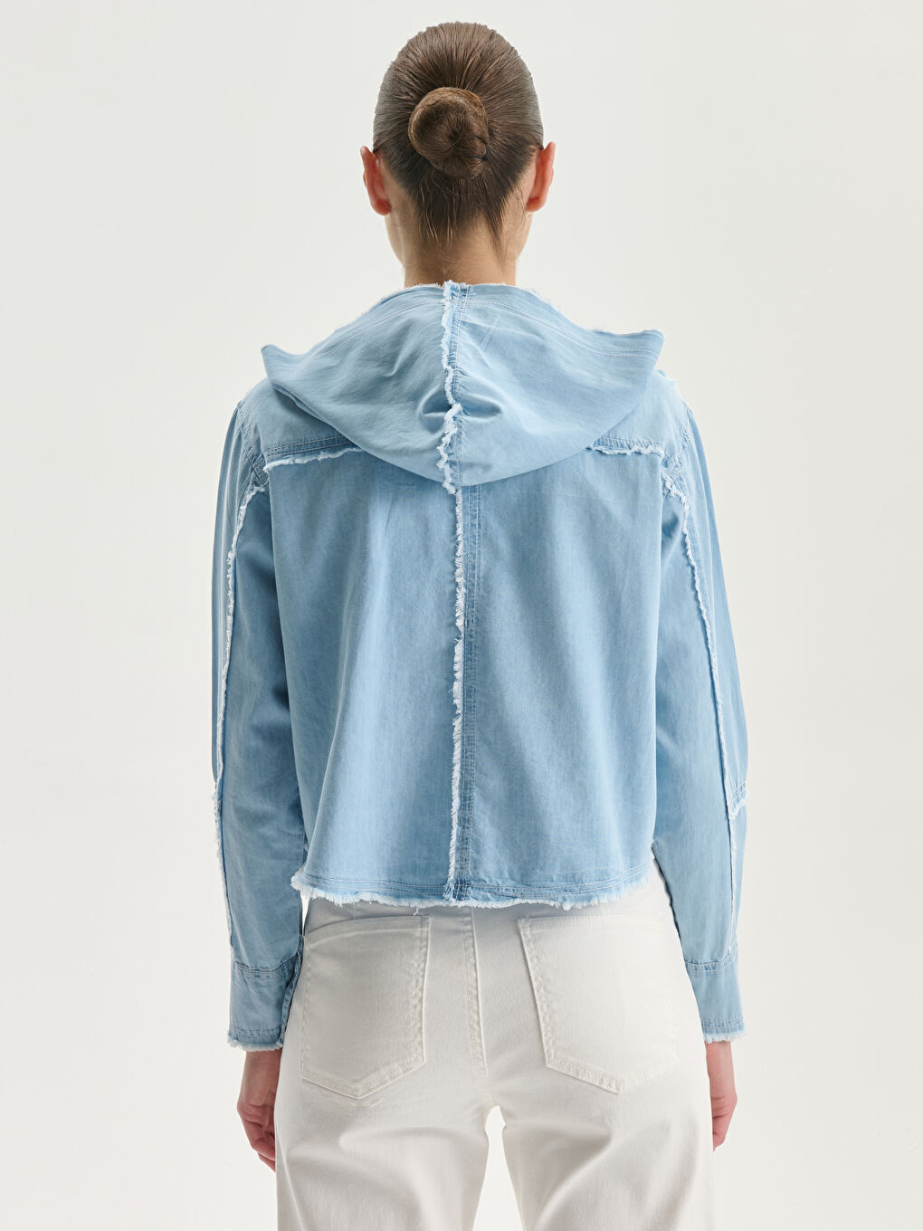 Hooded Women's Denim Jacket -S5NU16Z8-K9M