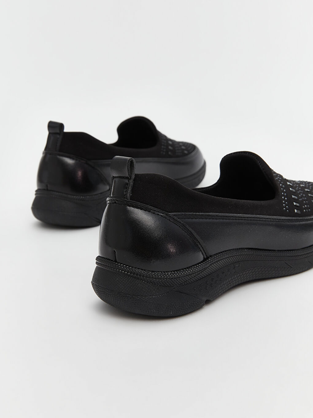 Siyah Deri Görünümlü Kadın Loafer Ayakkabı-4