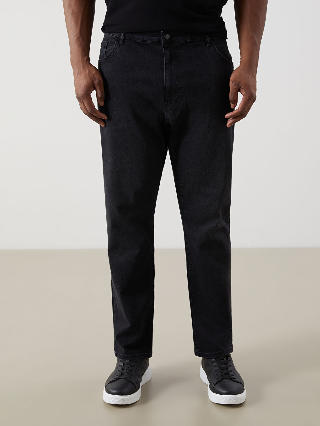 Siyah Büyük Beden 779 Regular Fit Erkek Jean Pantolon-1