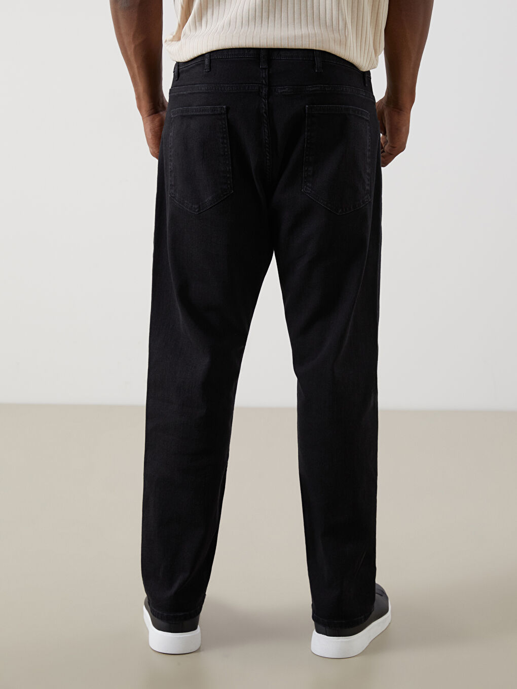 Siyah Büyük Beden 790 Rahat Kalıp Erkek Jean Pantolon-3