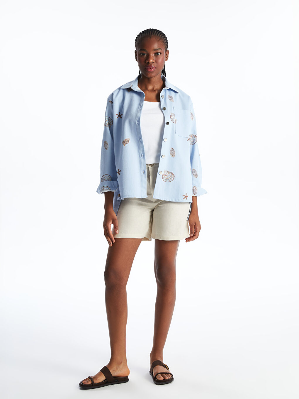 قميص جينز منقوش للسيدات-1