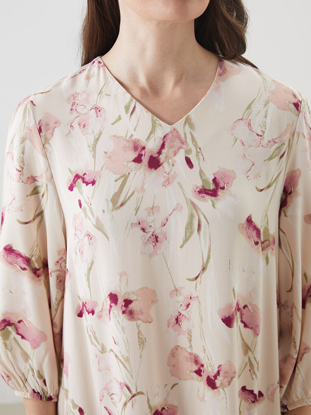V-Neck Floral A-Line Dress -S5NV41Z8-LQB