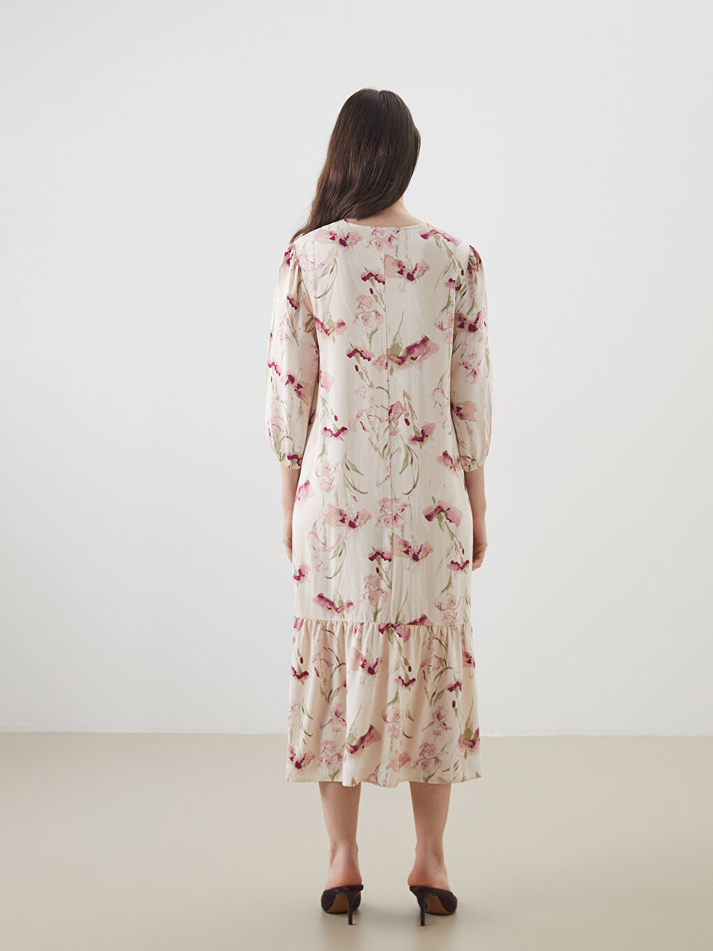 V-Neck Floral A-Line Dress -S5NV41Z8-LQB