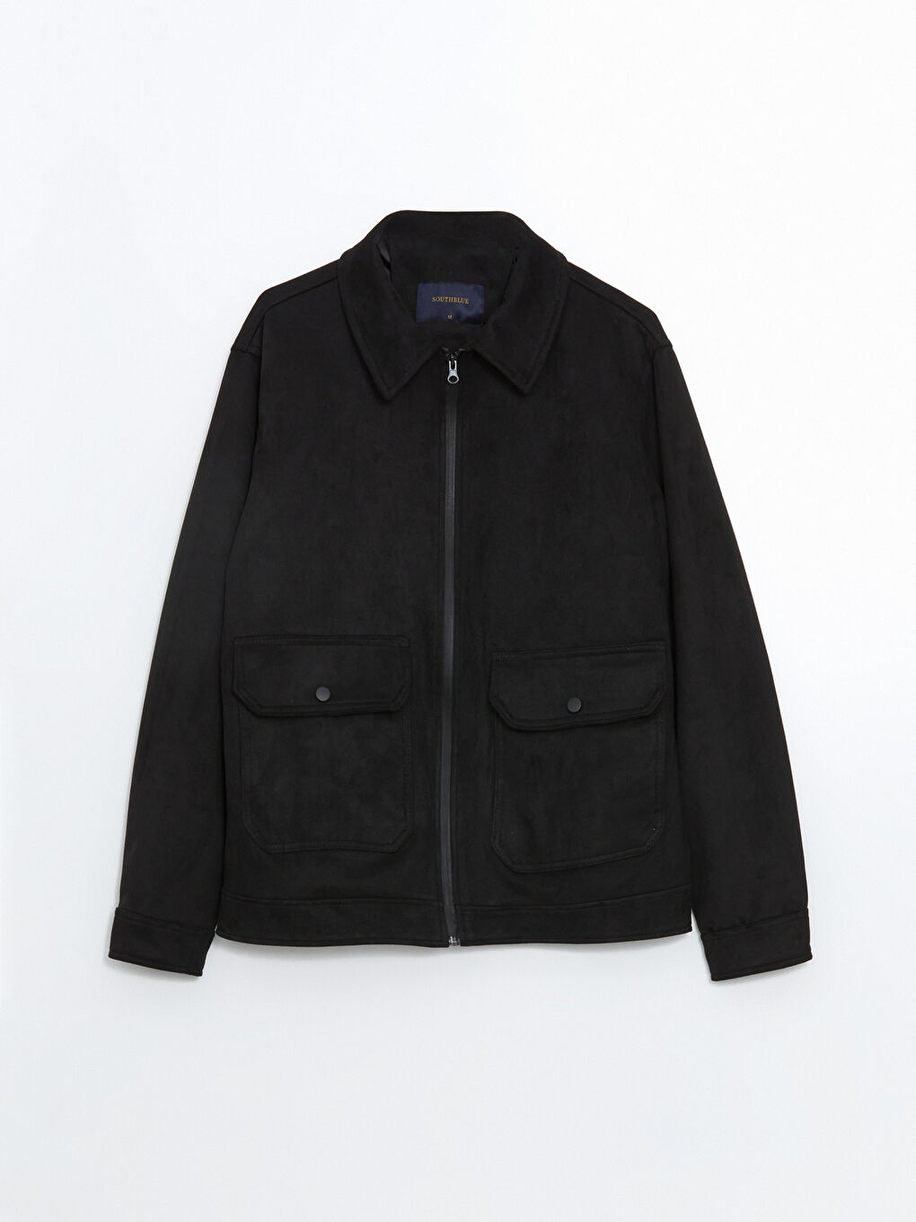 Siyah Standart Kalıp Gömlek Yaka Süet Erkek Ceket-4