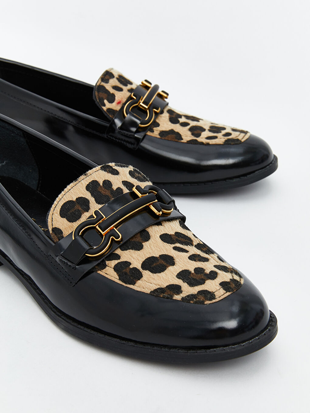 Karışık Leopar Desenli Kadın Loafer Ayakkabı-2