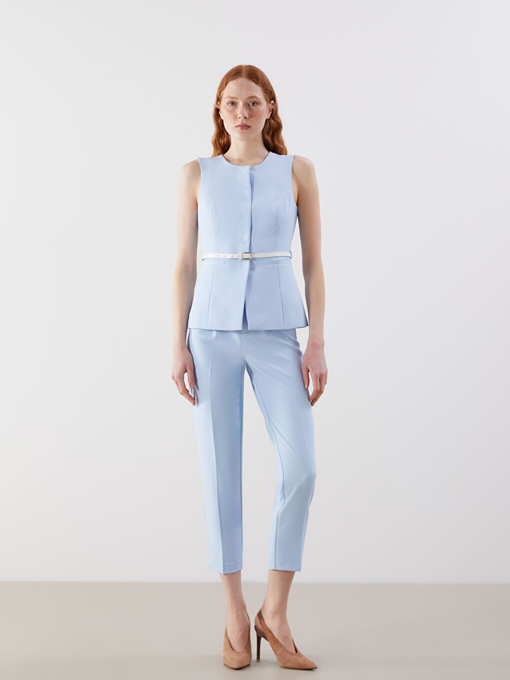 Mavi Bisiklet Yaka Krep Kadın Klasik Yelek-1