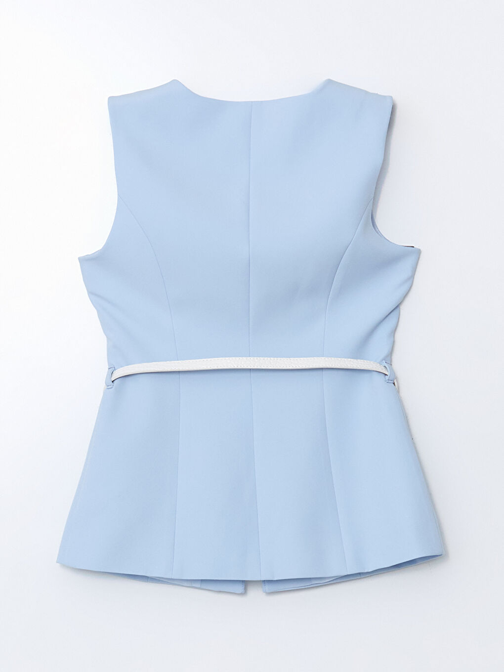 Mavi Bisiklet Yaka Krep Kadın Klasik Yelek-5