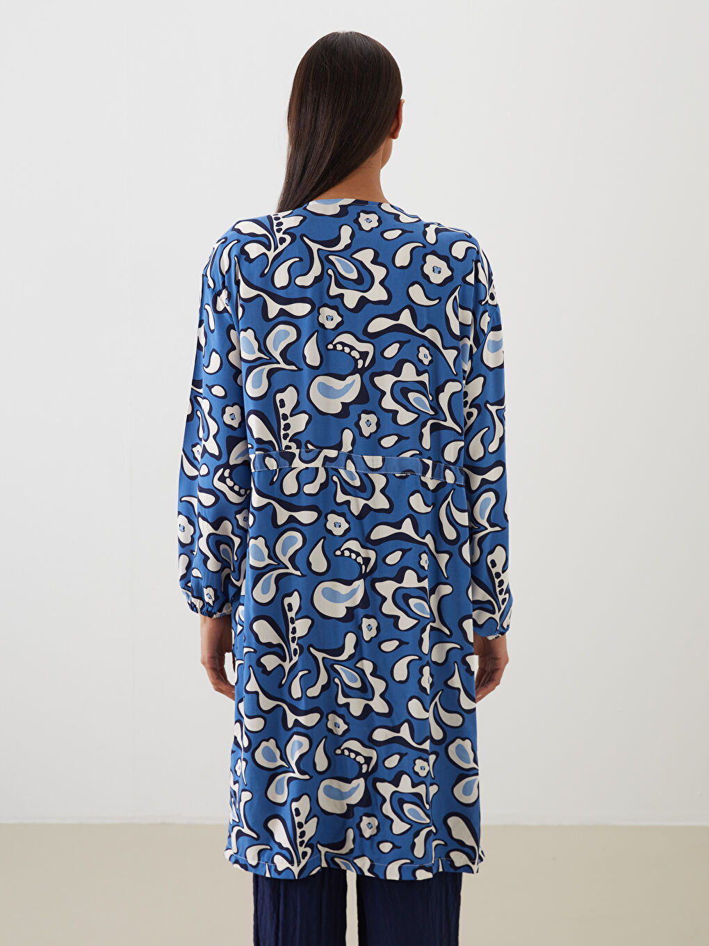 Shawl Collar Patterned Oversize Women's Kimono-3