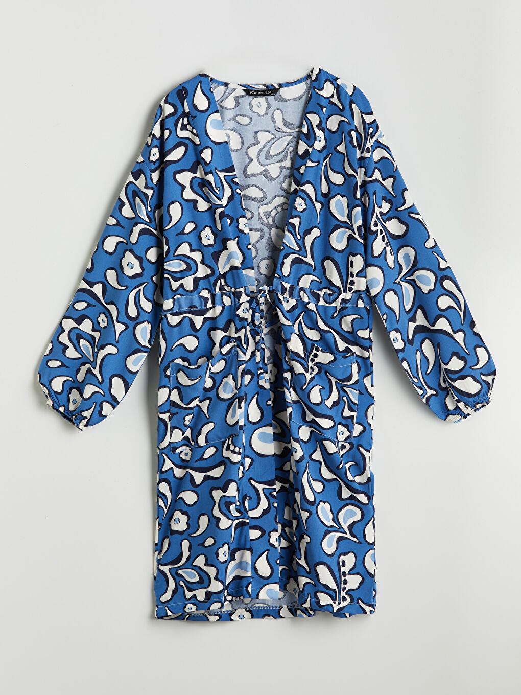 Shawl Collar Patterned Oversize Women's Kimono-4