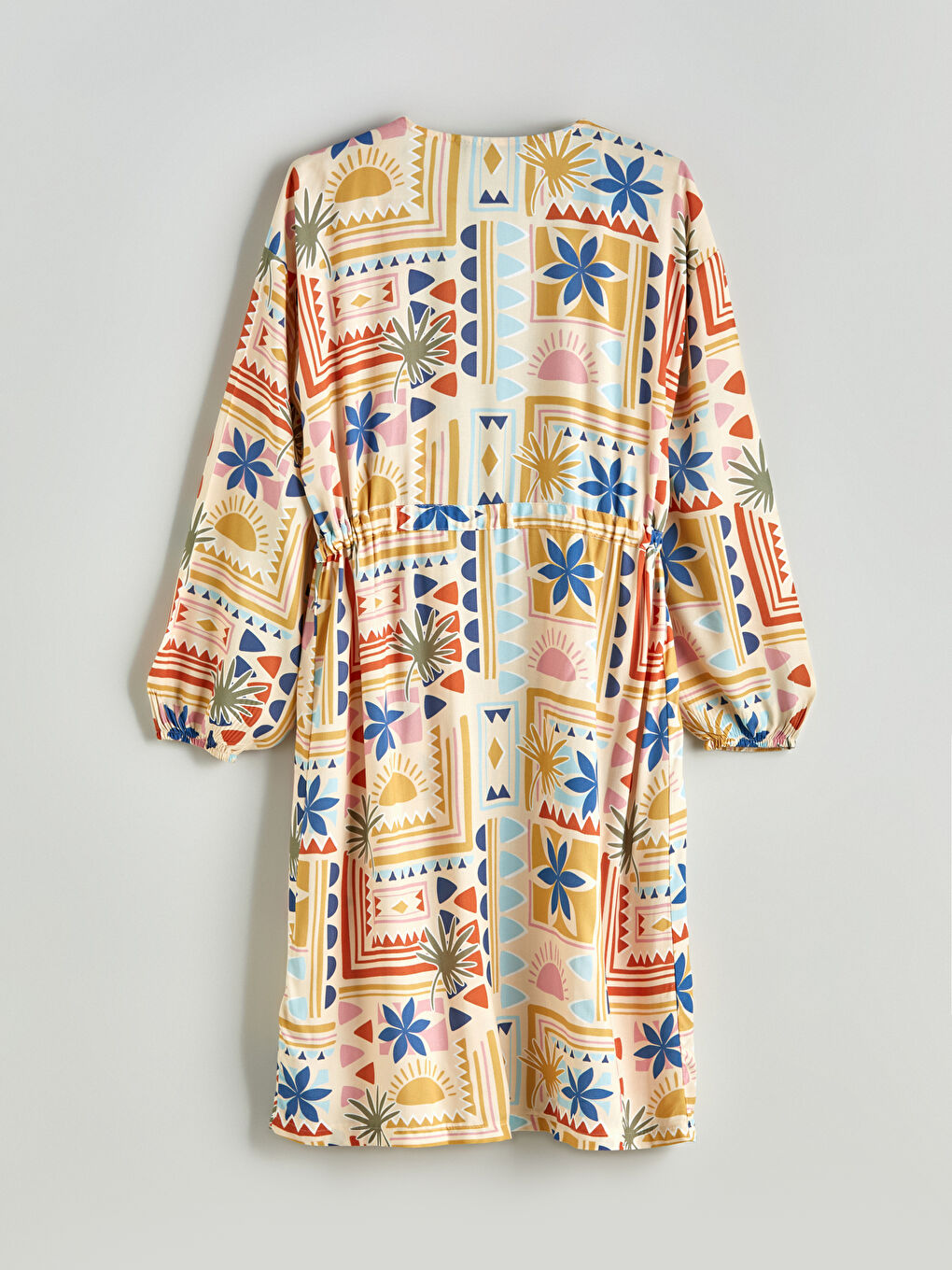 Turuncu Şal Yaka Desenli Oversize Kadın Kimono-5