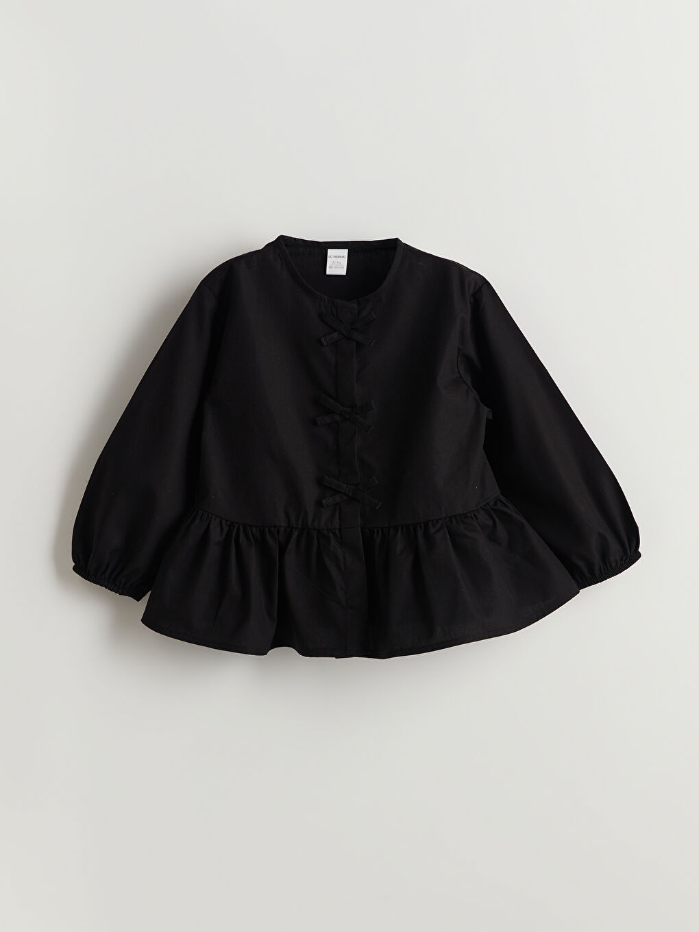 Crew Neck Ribbon Detailed Girl’S Shirt -S5NY01Z1-CVL