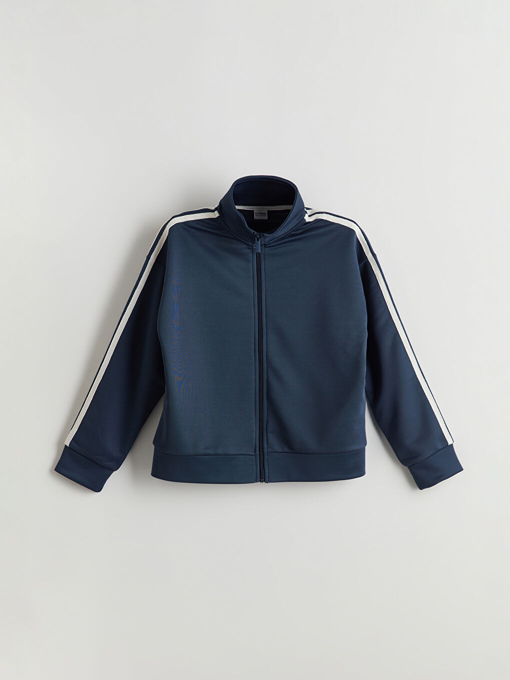 Lacivert Dik Yaka Kız Çocuk Fermuarlı Sweatshirt-1