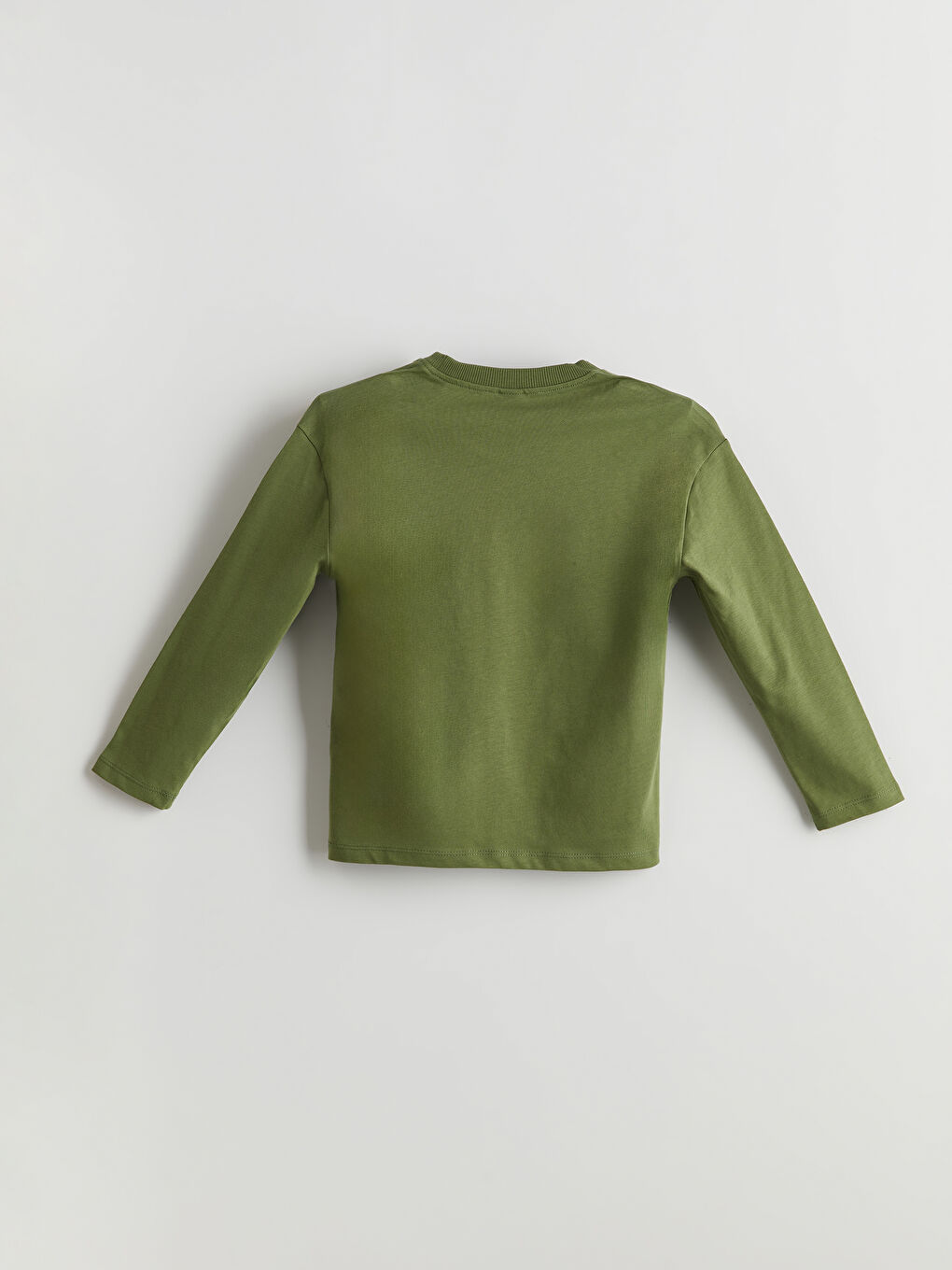 Yeşil Bisiklet Yaka Dinozor Baskılı Erkek Çocuk Tişört-1