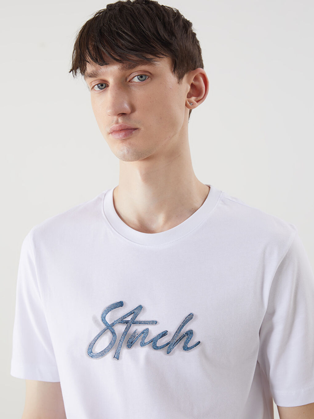 XSIDE Crew Neck Printed Text Men's Jersey T-Shirt -S5NY39Z8-Q6K