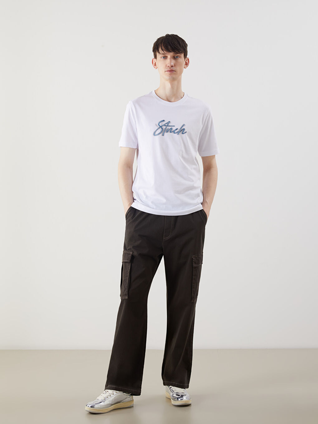 XSIDE Crew Neck Printed Text Men's Jersey T-Shirt -S5NY39Z8-Q6K