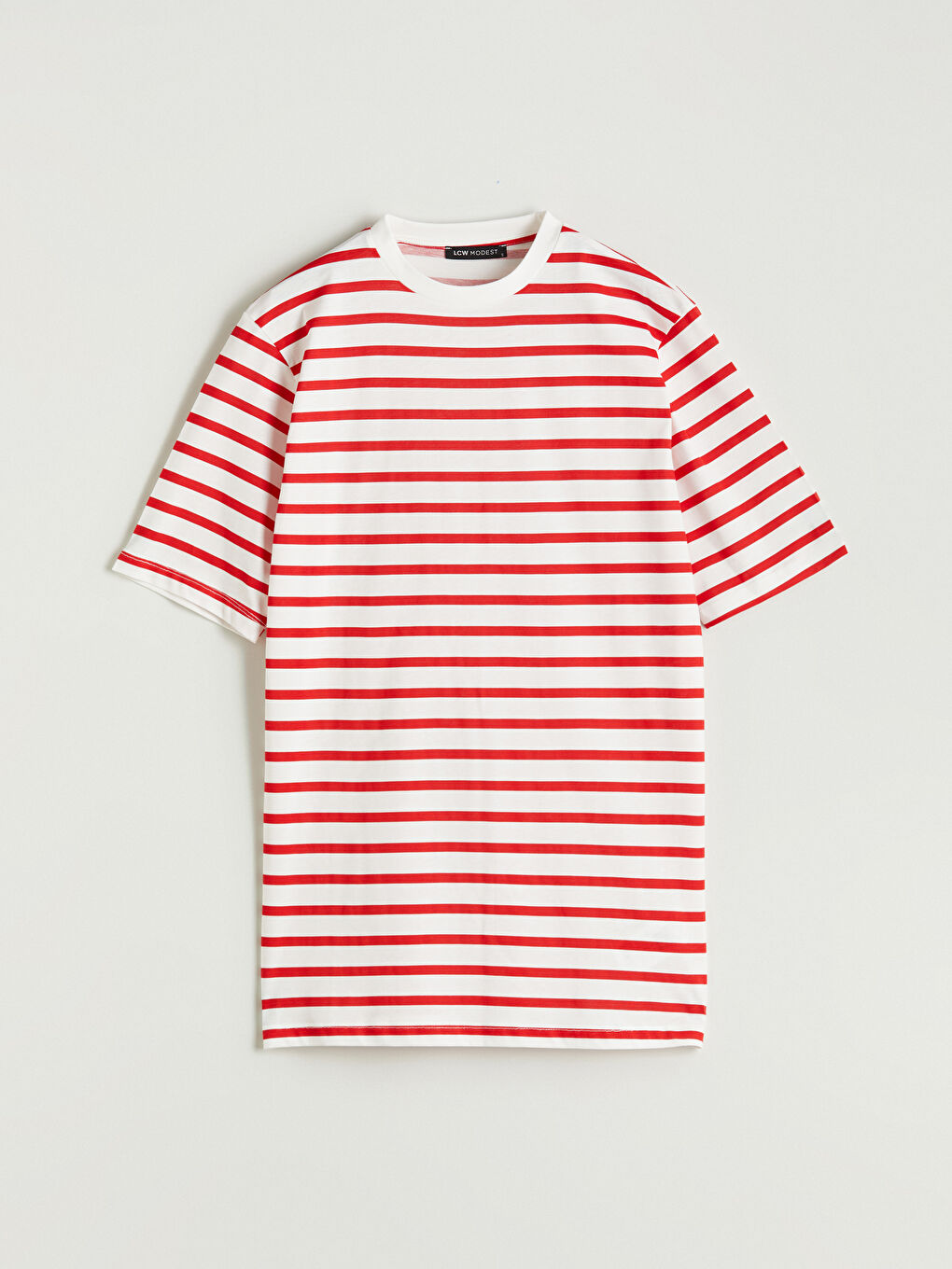 Kırmızı Bisiklet Yaka Çizgili Kadın Tişört-4