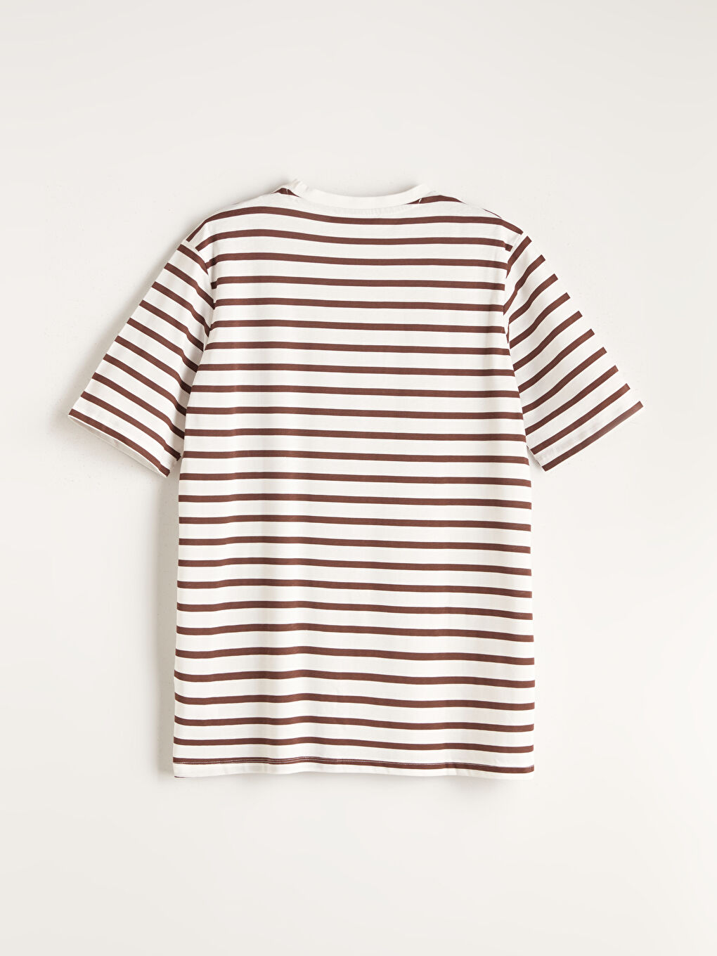 Kahverengi Bisiklet Yaka Çizgili Kadın Tişört-5