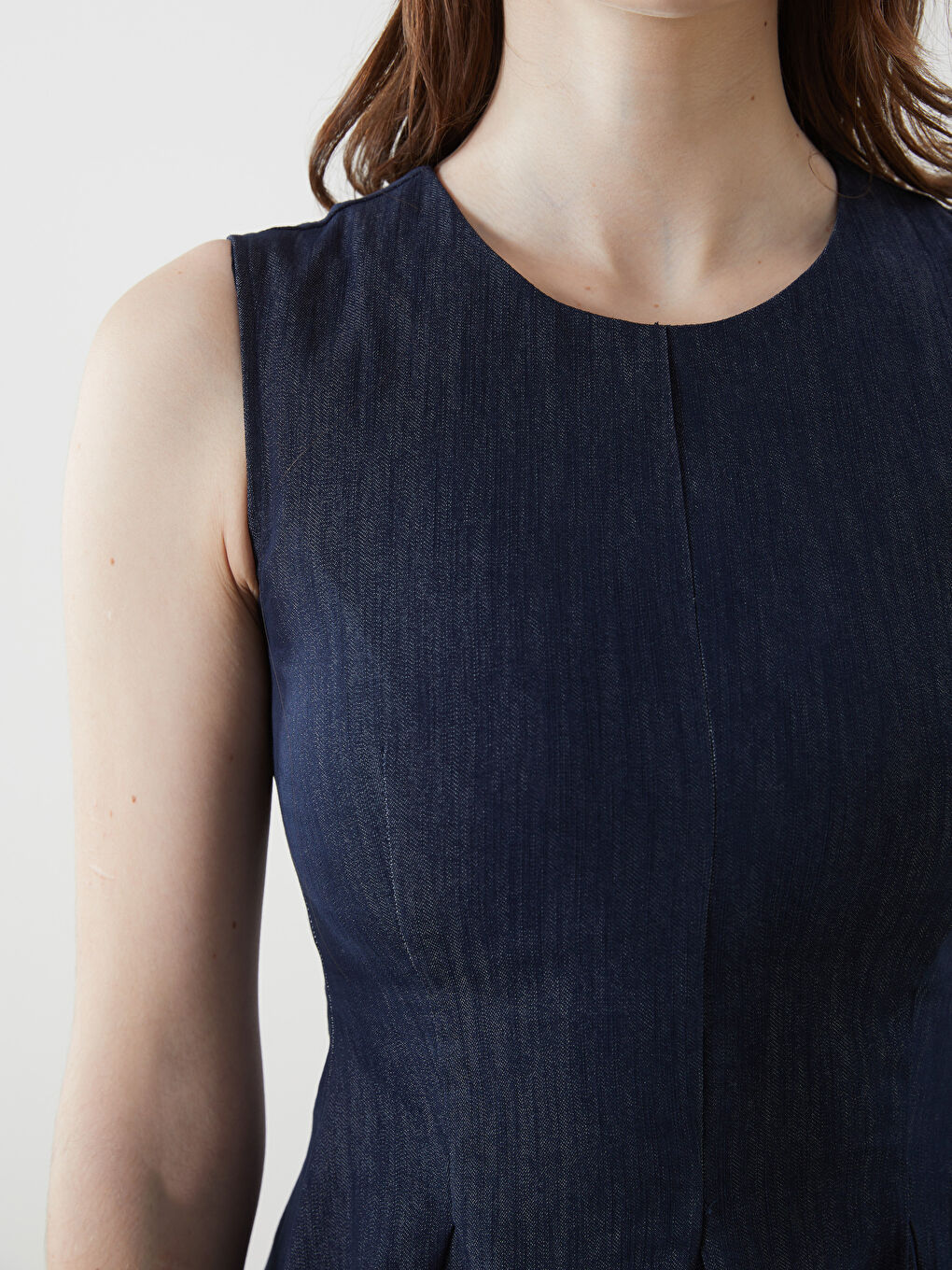 LCW Vision Indigo Kloş Mini Jean Elbise - 2