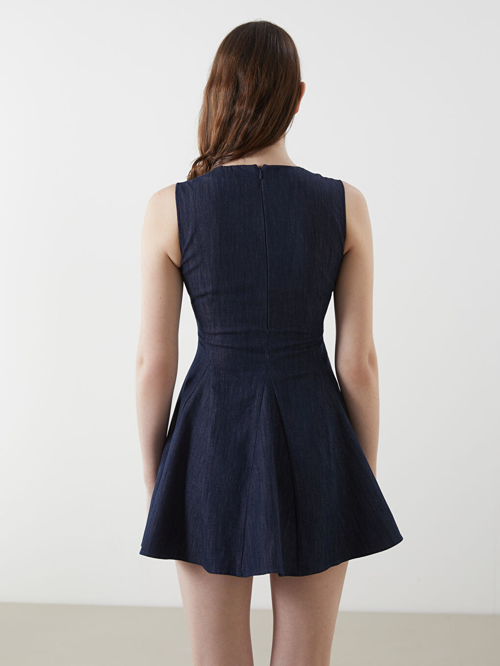 LCW Vision Indigo Kloş Mini Jean Elbise - 3