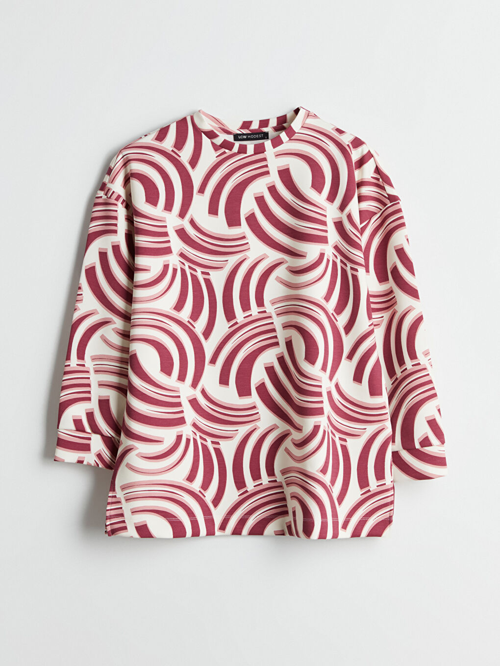 Pembe Desenli Oversize Kadın Sweatshirt Tunik-4