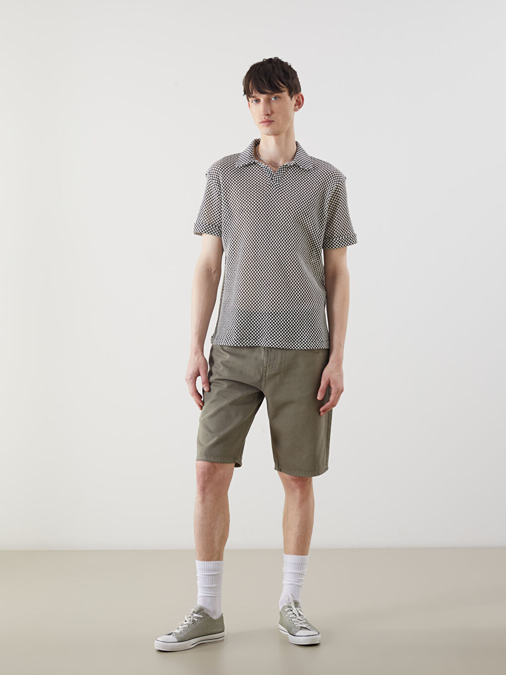 Ekru Polo Yaka Erkek Tişört-1