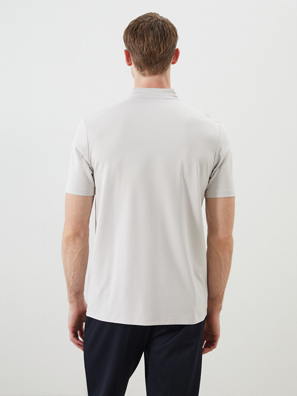 Bej Hakim Yaka Erkek Tişört-3