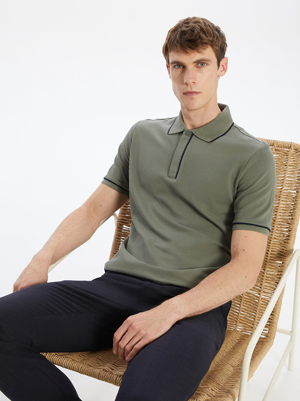 SOUTHBLUE Polo Neck Short Sleeve Men's T-Shirt -S5O069Z8-YGK