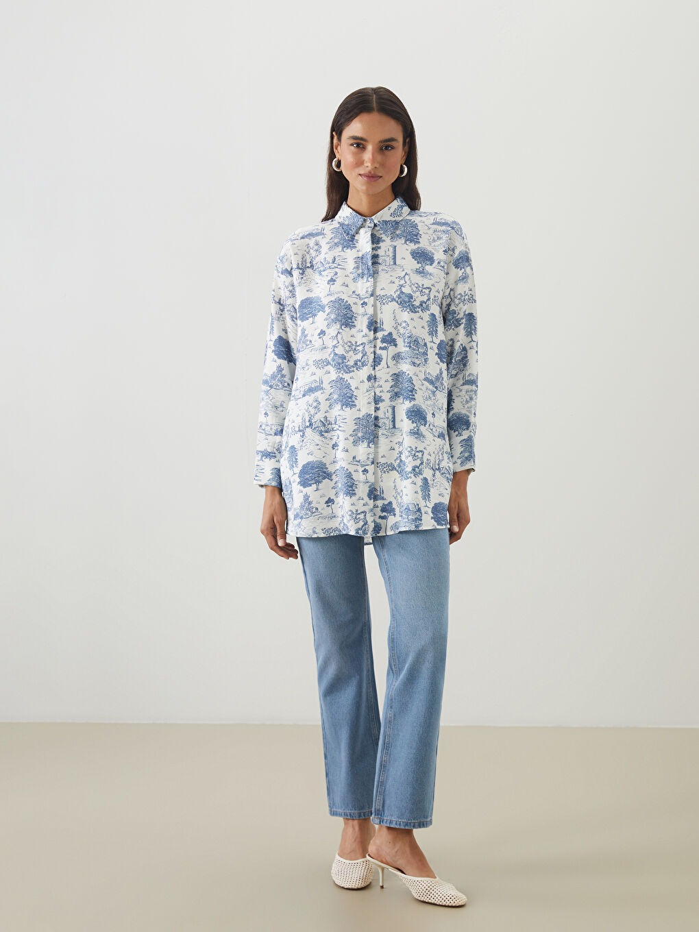 LCW Modest Woman BLUE Shirt Tunic -S5O084Z8-LQQ