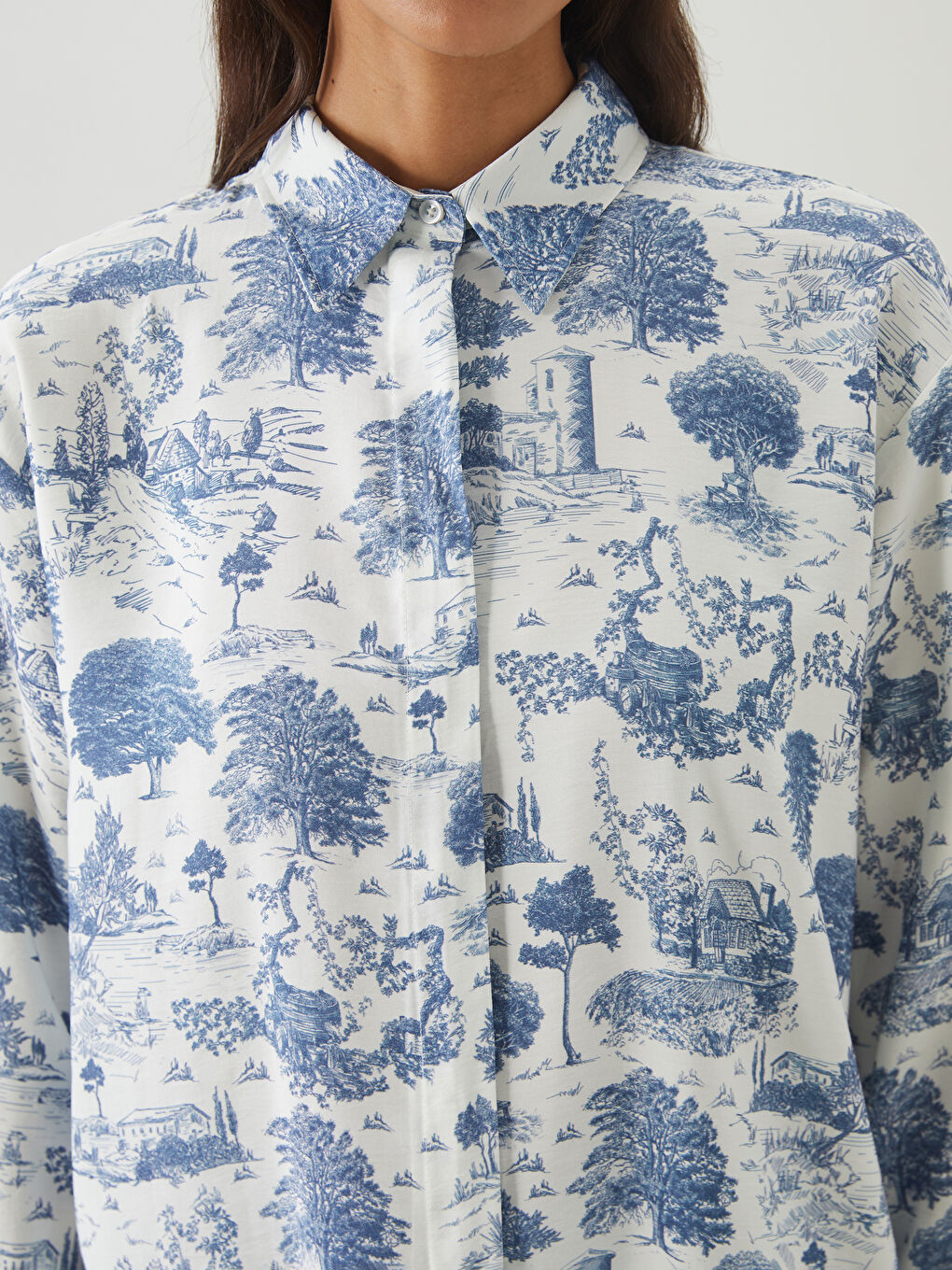LCW Modest Woman BLUE Shirt Tunic -S5O084Z8-LQQ