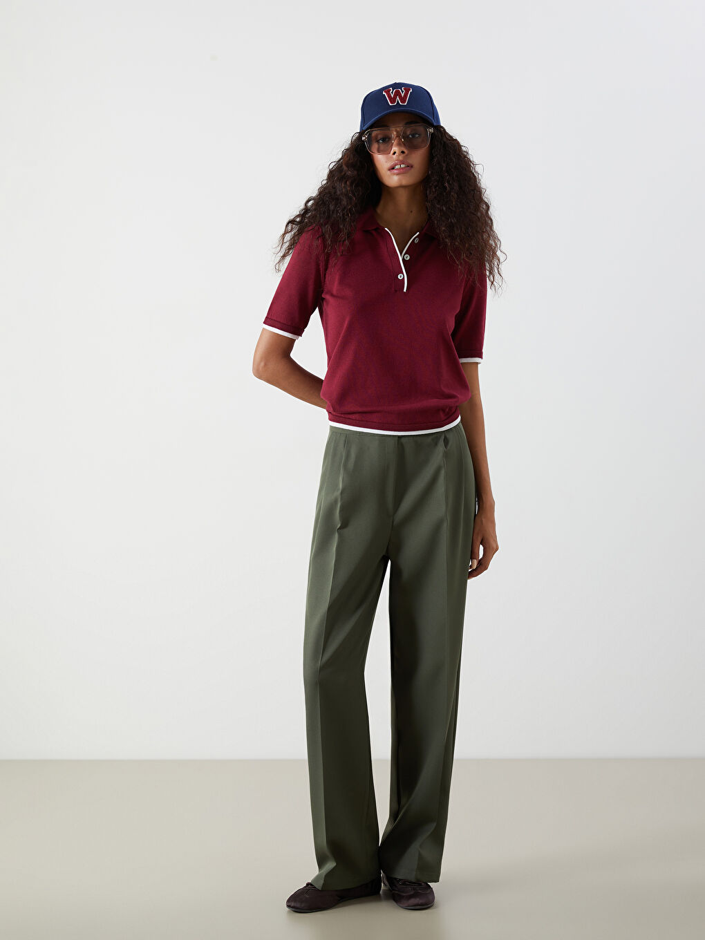 Loose Fit Wide Leg Women's Pleated Trousers -S5O090Z8-FMD