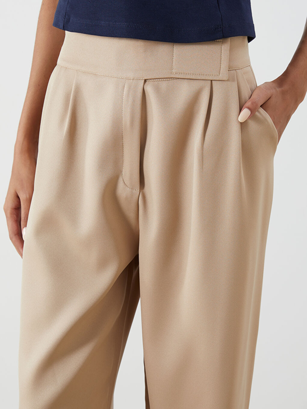 Loose Fit Wide Leg Women's Pleated Trousers -S5O090Z8-G8H