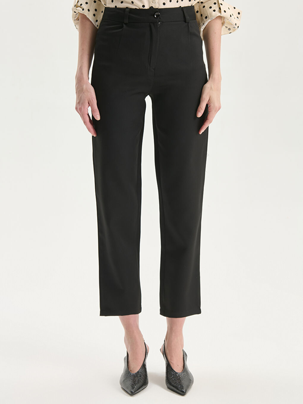Regular Fit Women's Pleated Trousers-1