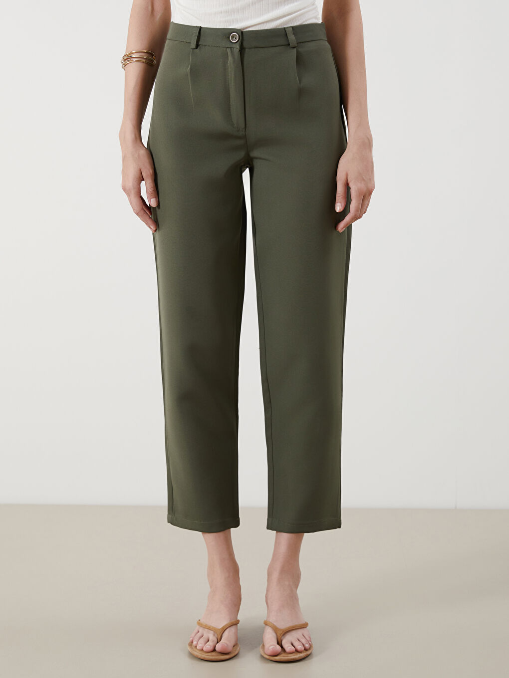 Regular Fit Women's Pleated Trousers-1