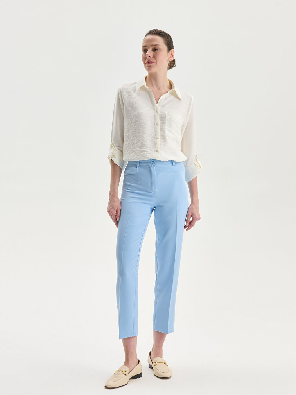 Regular Fit Women's Pleated Trousers -S5O102Z8-QWQ