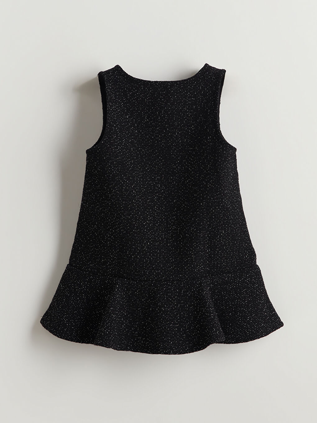Siyah V Yaka Parlak İpli Kız Çocuk Elbise-1