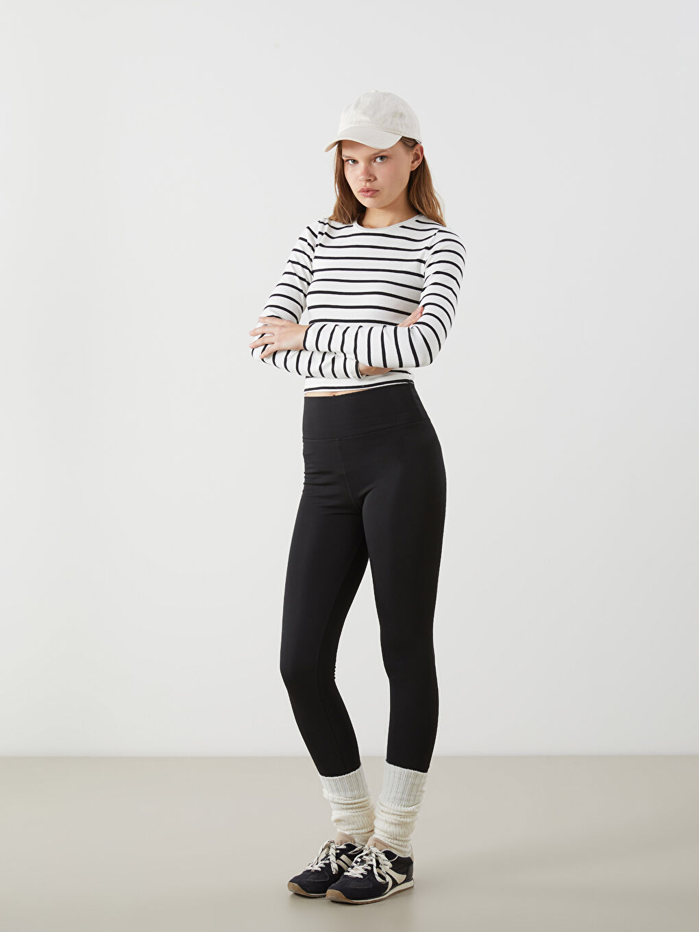 Crew Neck Striped Women's Crop -S5O121Z8-LFC