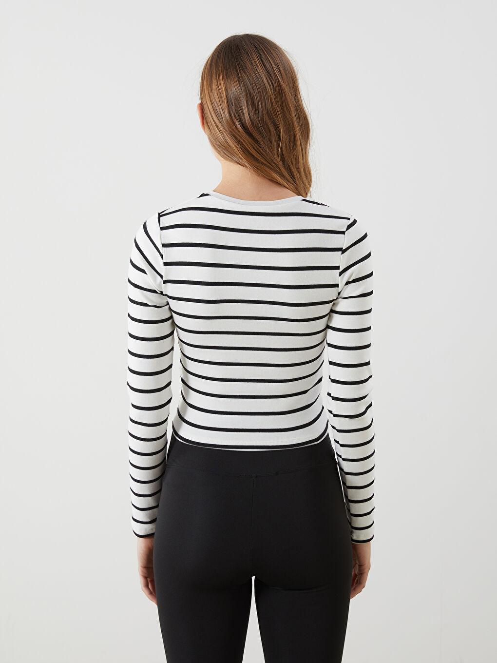 Crew Neck Striped Women's Crop -S5O121Z8-LFC