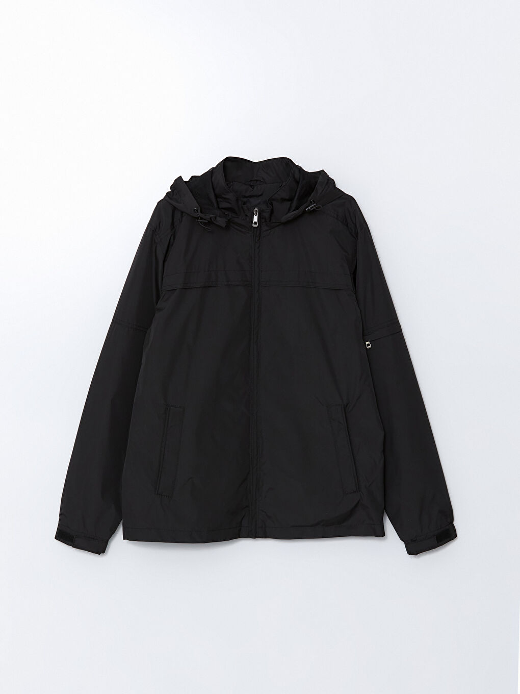 Siyah Standart Kalıp Kapüşonlu Erkek Mont-5