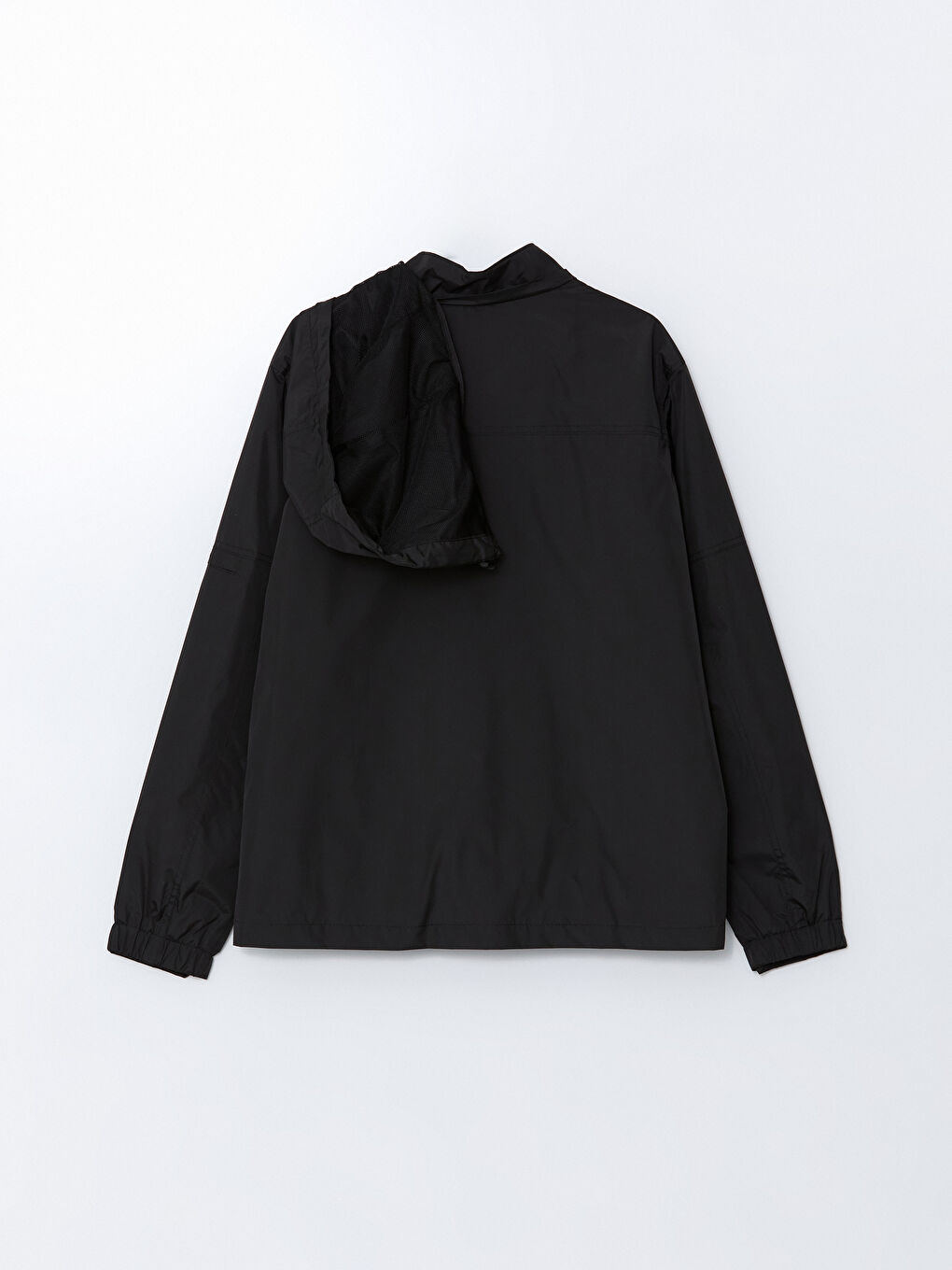 Siyah Standart Kalıp Kapüşonlu Erkek Mont-8