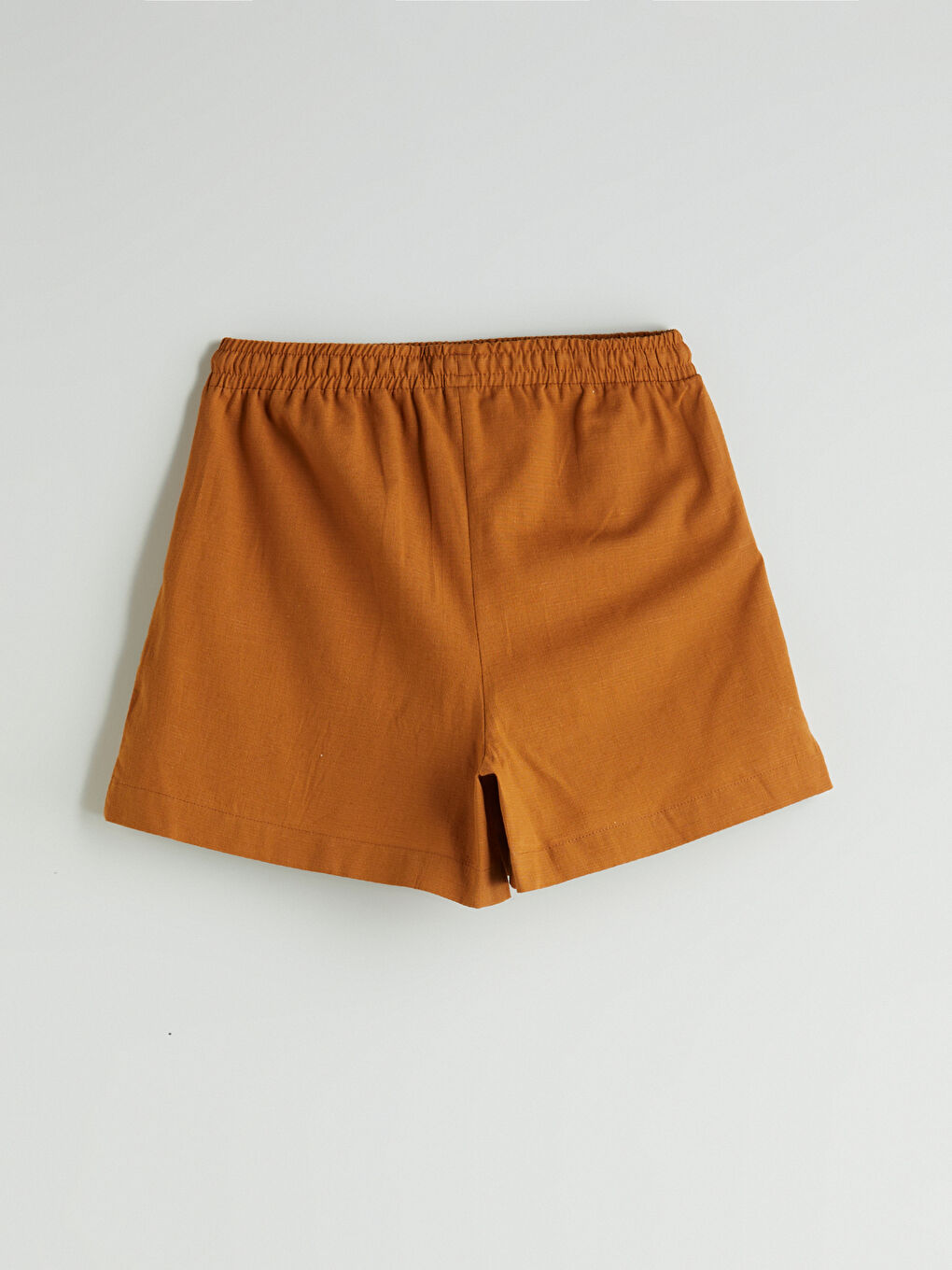 Plain Linen Blend Women's Shorts with Elastic Waist -S5O136Z8-VHM