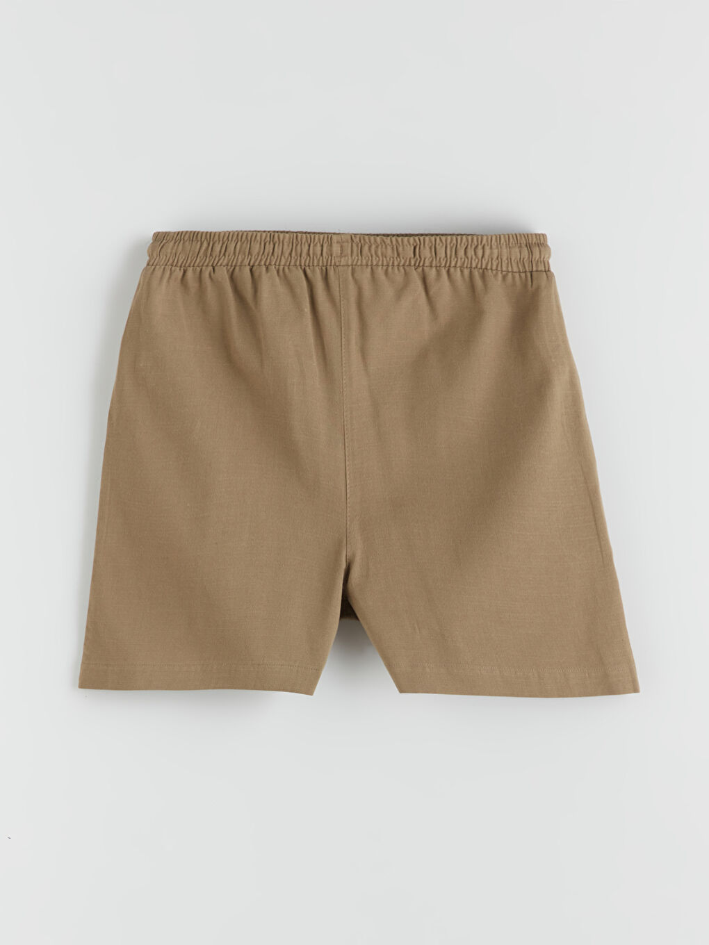 Haki Beli Lastikli Keten Karışımlı Kadın Şort-5