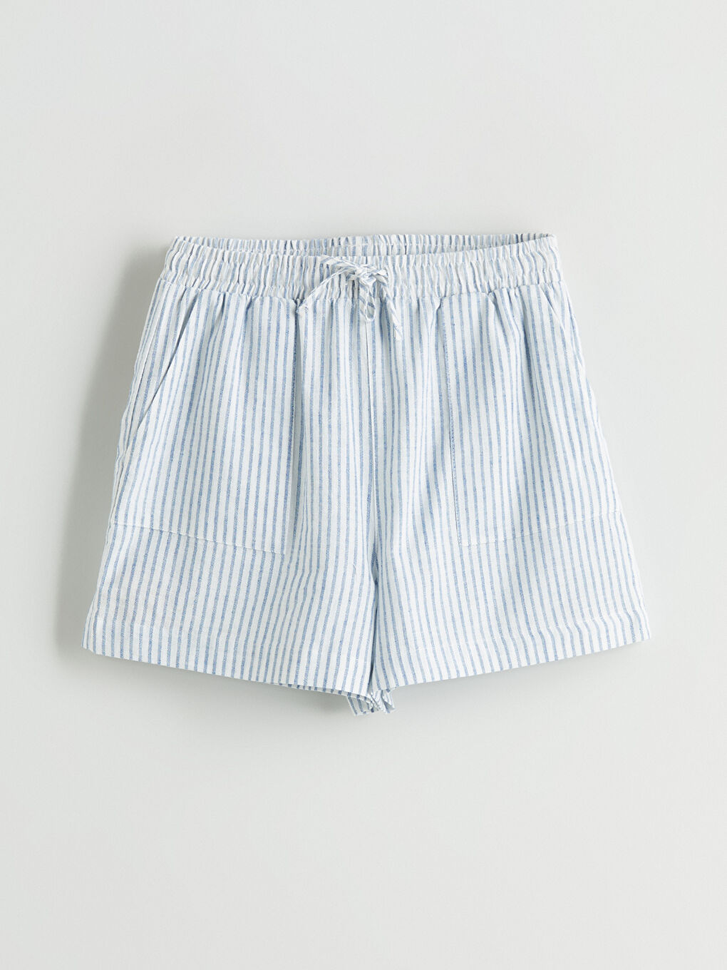 Elastic Waist Striped Linen Blend Women's Shorts -S5O138Z8-LGS